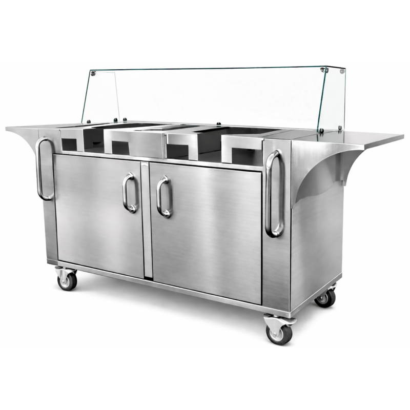 Chariot à Crêpes 2 Crêpières - Inox avec Rangement