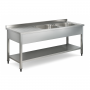 Plonge inox 2 bacs avec égouttoir à gauche - 1400 x 600 mm