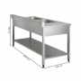 Plonge inox 2 bacs avec égouttoir à gauche - 1400 x 600 mm