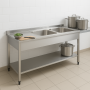 Plonge inox 2 bacs avec égouttoir à gauche - 1400 x 600 mm