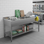 Plonge inox 2 bacs avec égouttoir à droite - 1400 x 700 mm
