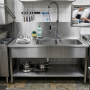 Plonge inox 2 bacs avec égouttoir à gauche - 1400 x 700 mm