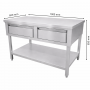 Table inox centrale 1000 x 600 mm avec 2 tiroirs
