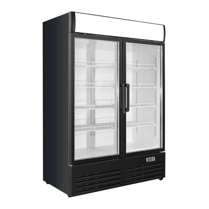 Armoire à boissons réfrigérée 1000 Litres noire et blanche 2 portes battantes avec canopy