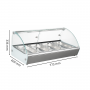 Vitrine chauffante présentée avec ses principales dimensions 773 x 420 x 336 mm