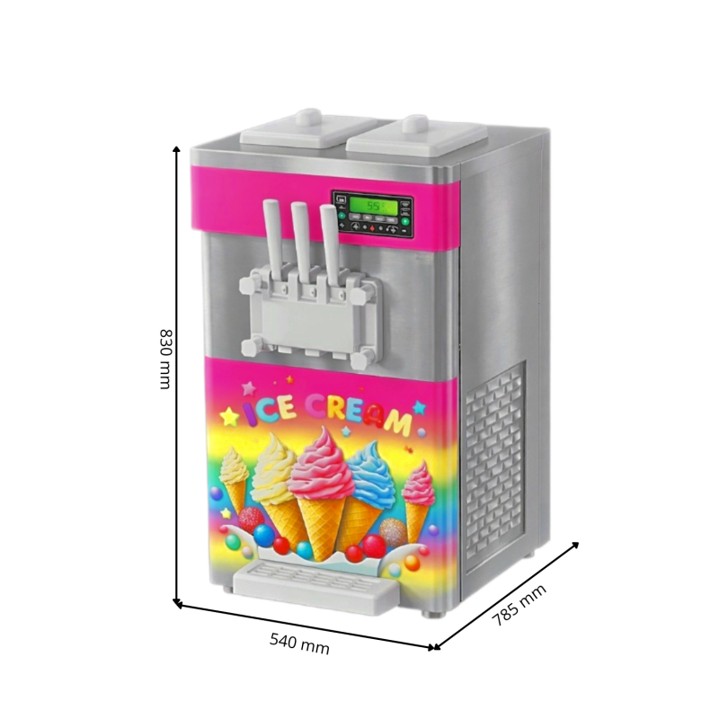 Machine à glace à l'italienne 2 parfums 3 manettes sur table