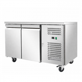 Desserte réfrigérée inox 2 portes avec roulettes