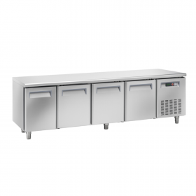 Tour pâtissier réfrigéré froid positif ventilé - Plan de travail Inox - Sans dosseret - 4 portes