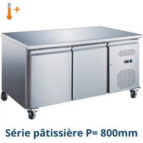 Tour pâtissier réfrigéré froid positif ventilé - 2 portes - Sans dosseret - Plan de travail Inox