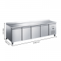 Desserte réfrigérée inox 4 portes avec dosseret dimensions 2230 x 700 x 950 mm