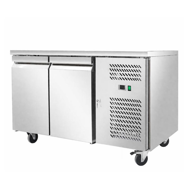 Desserte réfrigérée inox 2 portes sur roulettes