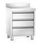 Meuble inox avec 3 tiroirs avec dosseret 500 x 600 x 970 mm