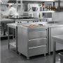 Meuble inox avec 3 tiroirs avec dosseret 500 x 600 x 970 mm