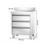 Meuble inox avec 3 tiroirs avec dosseret 500 x 600 x 970 mm