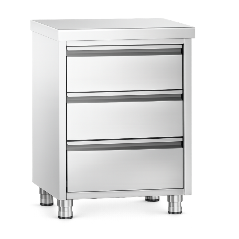Meuble inox avec 3 tiroirs 500 x 700 x 870 mm