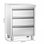 Meuble inox avec 3 tiroirs 500 x 700 x 870 mm