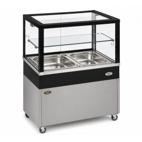 Bain-marie vitrine chauffante panoramique 2xGN1/1 monobloc - Roller Grill