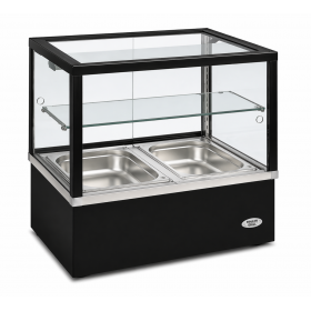Bain-marie vitrine chauffante panoramique à poser 2xGN1/1 monobloc - Roller Grill