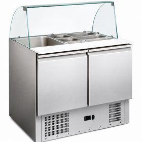 Saladette réfrigérée avec vitre bombée 2 portes GN 1/1