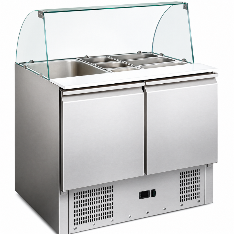 Saladette réfrigérée avec vitre bombée 2 portes GN 1/1