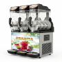 Machine à granita avec trois cuves transparentes et bacs récupérateurs