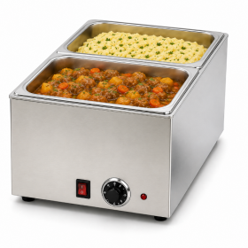 Bain-marie électrique sans robinet de vidange avec 2 bacs GN 1/2