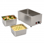 Bain-marie électrique sans robinet de vidange avec 2 bacs GN 1/2