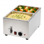 Bain-marie électrique avec robinet de vidange avec 2 bacs GN 1/2 et couvercles
