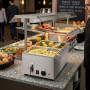Bain-marie électrique avec robinet de vidange avec 2 bacs GN 1/2 et couvercles