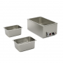 Bain-marie électrique avec robinet de vidange avec 2 bacs GN 1/2 et couvercles