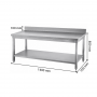 Table inox professionnelle Adossée - 1400 x 700 mm
