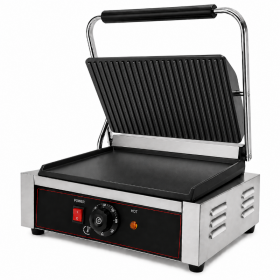 Grill contact électrique panini large plaques sup rainurées inf lisse