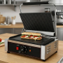 Grill contact électrique panini large plaques sup rainurées inf lisse