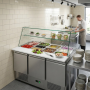 Saladette réfrigérée 3 portes avec vitre droite et 1 étagère