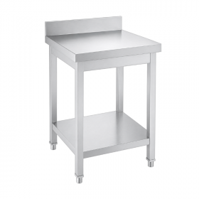Table inox professionnelle adossée 700 x 600 mm épaisseur 0,8 mm
