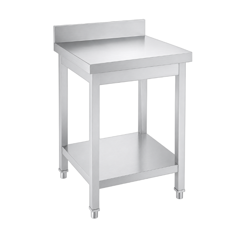 Table inox professionnelle adossée 700 x 600 mm épaisseur 0,8 mm