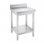 Table inox professionnelle adossée 700 x 600 mm épaisseur 0,8 mm