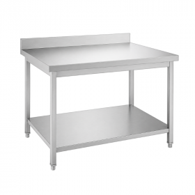 Table inox adossée 1200 x 600 mm épaisseur 0,8 mm avec étagère basse