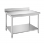 Table inox adossée 1200 x 600 mm épaisseur 0,8 mm avec étagère basse