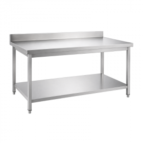 Table inox professionnelle adossée 1800 x 600 mm épaisseur 0,8 mm