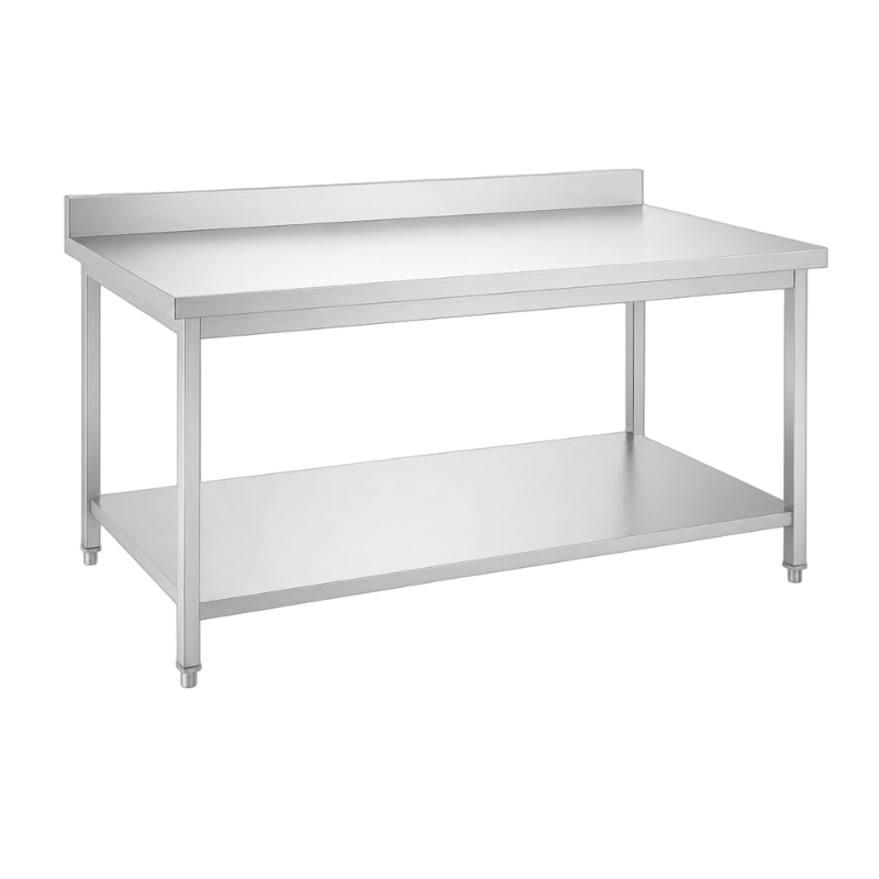 Table inox adossée professionnelle 2000 x 600 mm épaisseur 0,8 mm