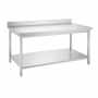 Table inox adossée professionnelle 2000 x 600 mm épaisseur 0,8 mm