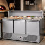 Tour à pizza réfrigéré 3 portes avec top à ingrédients plan en granit