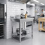 Table inox professionnelle Adossée - 700 x 600 mm