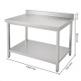 Table inox adossée professionnelle 1500 x 700 mm épaisseur 0,8 mm