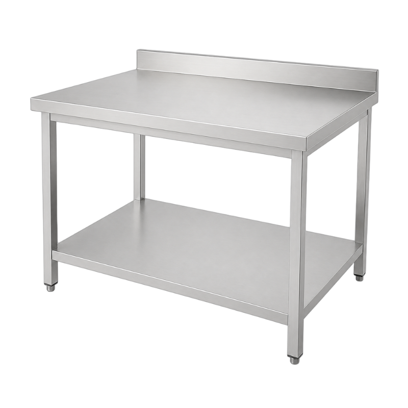 Table inox adossée professionnelle 1500 x 700 mm épaisseur 0,8 mm