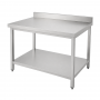 Table inox adossée professionnelle 1500 x 700 mm épaisseur 0,8 mm