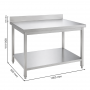 Table inox adossée 1000 x 600 mm avec étagère basse et pieds réglables