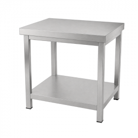 Table inox centrale 700 x 600 mm épaisseur 0,8 mm avec étagère basse