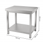 Table inox centrale 700 x 600 mm épaisseur 0,8 mm avec étagère basse